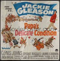 1a288 PAPA'S DELICATE CONDITION 6sh '63 Jackie Gleason, follow the gay parade, great wacky artwork!