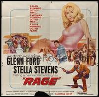 1a300 RAGE 6sh '66 running man Glenn Ford is out of time, super close up sexy Stella Stevens!