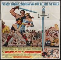 1a330 SWORD OF THE CONQUEROR 6sh '62 great image of Jack Palance as barbarian holding sexy girl!