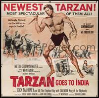 1a334 TARZAN GOES TO INDIA 6sh '62 great artwork of Jock Mahoney as the King of the Jungle!
