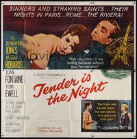 1a337 TENDER IS THE NIGHT 6sh '61 romantic close up of Jennifer Jones & Jason Robards Jr.!