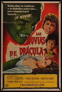 1a063 BRIDES OF DRACULA Argentinean '60 Terence Fisher, Hammer, Peter Cushing, different art!