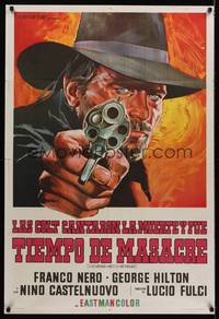 1a065 BRUTE & THE BEAST Argentinean '66 Lucio Fulci, cool art of Franco Nero pointing gun!