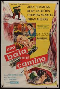 1a066 BULLET IS WAITING Argentinean '54 Jean Simmons trapped with Rory Calhoun & Stephen McNally!