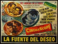 1a040 3 COINS IN THE FOUNTAIN large Argentinean '54 Clifton Webb, Dorothy McGuire, Peters, Jourdan