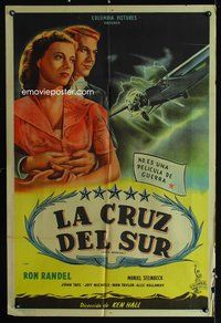 1a117 PACIFIC ADVENTURE Argentinean '47 romantic art of Muriel Steinbeck & Ron Randell + airplane!