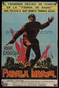 1a118 PATHS OF GLORY Argentinean '58 Stanley Kubrick, great artwork of Kirk Douglas in WWI!