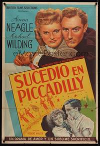 1a120 PICCADILLY INCIDENT Argentinean '48 art of Anna Neagle & Michael Wilding, drama & romance!