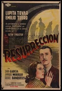 1a125 RESURRECCION Argentinean '43 art of Lupita Tovar embracing Emilio Tuero, from Tolstoy novel!