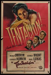 1a142 TEMPTATION Argentinean '46 George Brent & Charles Korvin can't resist sexy Merle Oberon!