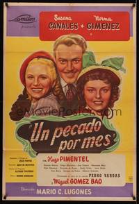 1a148 UN PECADO POR MES Argentinean '49 Hugo Pimentel between Susana Canales & Norma Gimenez!