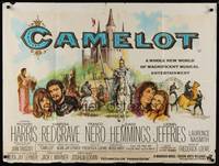 1a006 CAMELOT British quad '68Harris as King Arthur, Redgrave as Guenevere, cool different art!