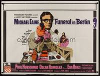 1a015 FUNERAL IN BERLIN British quad '67 cool art of Michael Caine pointing gun, Hamilton directed!