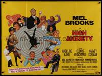 1a020 HIGH ANXIETY British quad '77 art of Mel Brooks & cast by Tanenbaum, wacky Vertigo spoof!