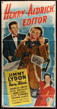 1b047 HENRY ALDRICH, EDITOR style A 3sh '42 great artwork of newspaper chief Jimmy Lydon!