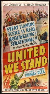 1b064 UNITED WE STAND 3sh '42 anti-fascist documentary, breathtaking, sensational, cool artwork!