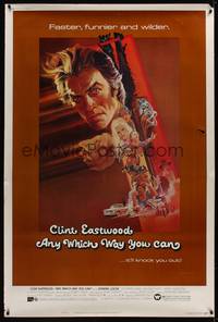 1b227 ANY WHICH WAY YOU CAN 40x60 '80 cool artwork of Clint Eastwood & Clyde by Bob Peak!