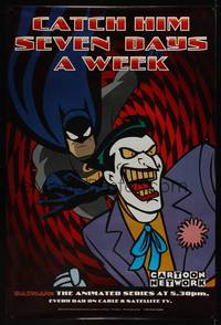 1b229 BATMAN: THE ANIMATED SERIES TV 40x60 '98 DC Comics, art of Batman about to grab the Joker!