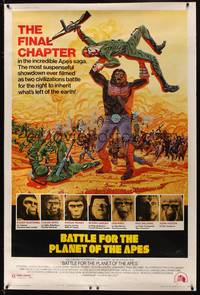 1b230 BATTLE FOR THE PLANET OF THE APES 40x60 '73 great sci-fi artwork of war between apes & humans!