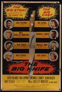 1b232 BIG KNIFE style Z 40x60 '55 Robert Aldrich, Jack Palance, Shelley Winters, Ida Lupino!