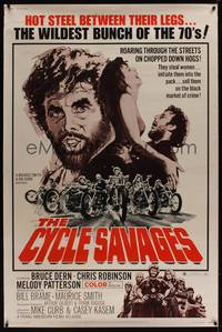 1b243 CYCLE SAVAGES 40x60 '70 hot steel between their legs, great motorcycle artwork!