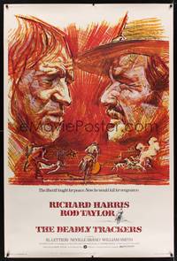 1b246 DEADLY TRACKERS 40x60 '73 close up art of Richard Harris & Rod Taylor, written by Sam Fuller