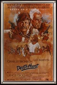 1b247 DEATH HUNT 40x60 '81 artwork of Charles Bronson & Lee Marvin with guns by John Solie!