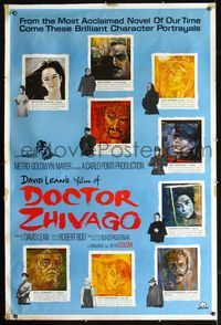 1b251 DOCTOR ZHIVAGO pre-Awards 40x60 '65 David Lean, cool different art portraits of 8 top stars!