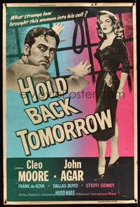 1b271 HOLD BACK TOMORROW 40x60 '55 art of full-length sexy bad girl Cleo Moore & John Agar!
