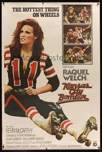 1b276 KANSAS CITY BOMBER 40x60 '72 sexy roller derby girl Raquel Welch, the hottest thing on wheels!
