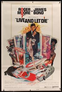 1b279 LIVE & LET DIE 40x60 '73 art of Roger Moore as James Bond by Robert McGinnis!