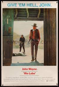 1b302 RIO LOBO 40x60 '71 Howard Hawks, Give 'em Hell, John Wayne, great cowboy image!