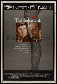 1b321 TRUE CONFESSIONS 40x60 '81 priest Robert De Niro, detective Robert Duvall & sexy leg!