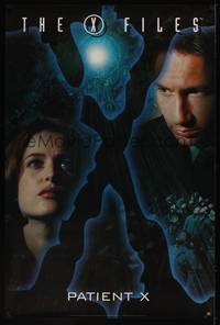 1b336 X-FILES TV 40x60 '94 close-up image of FBI agents David Duchovny & Gillian Anderson!