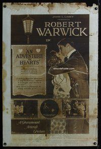 1b196 ADVENTURE IN HEARTS rotogravure 1sh '19 romantic image of Robert Warwick!