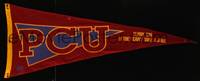 1b016 PCU cloth banner '94 Jon Favreau in college, flunk 'em if they can't take a joke!
