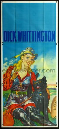 1b099 DICK WHITTINGTON stage play English 3sh '30s stone litho of sexy female lead & smiling cat!