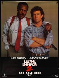 1b347 LETHAL WEAPON 2 video special 36x48 '89 close-up image of cops Mel Gibson & Danny Glover!