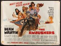 1b368 AMBUSHERS subway poster '67 art of Dean Martin as Matt Helm w/sexy Slaygirls on motorcycle!