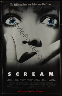 1b397 SCREAM vinyl banner '96 directed by Wes Craven, David Arquette, Neve Campbell!