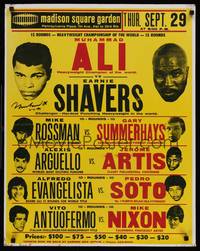 1b188 MUHAMMAD ALI/EARNIE SHAVERS signed jumbo REPRO WC '77 by Muhammad Ali, great fight!