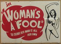 1b069 WOMAN'S A FOOL red 3sh '40s all-black musical comedy, wild artwork!