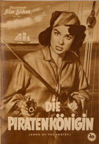 1c132 ANNE OF THE INDIES German program '52 different images of pirate queen Jean Peters!