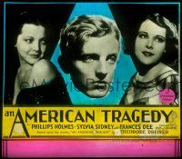 1c082 AMERICAN TRAGEDY B glass slide '31 Phillips Holmes between sexy Sylvia Sidney & Frances Dee!