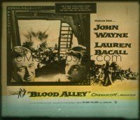 1c086 BLOOD ALLEY glass slide '55 John Wayne, Lauren Bacall, cool dragon border art!