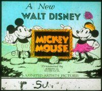1c102 NEW WALT DISNEY MICKEY MOUSE glass slide '32 great cartoon image of Minnie & Mickey!