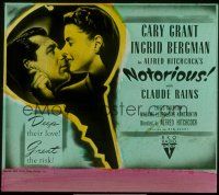 1c103 NOTORIOUS glass slide '46 Cary Grant, Ingrid Bergman, Alfred Hitchcock directed!