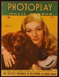 1c030 PHOTOPLAY magazine May 1943, portrait of Veronica Lake with her Irish Setter dog by Hesse!