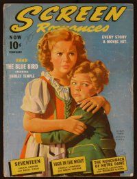 1c056 SCREEN ROMANCES magazine February 1940, art of Shirley Temple from The Blue Bird by Christy!