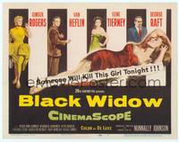 1d075 BLACK WIDOW TC '54 Ginger Rogers, Gene Tierney, Van Heflin, George Raft, sexy art!